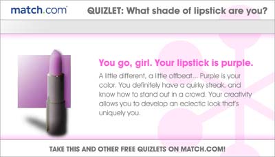 Take this and other free quizlets on Match.com!